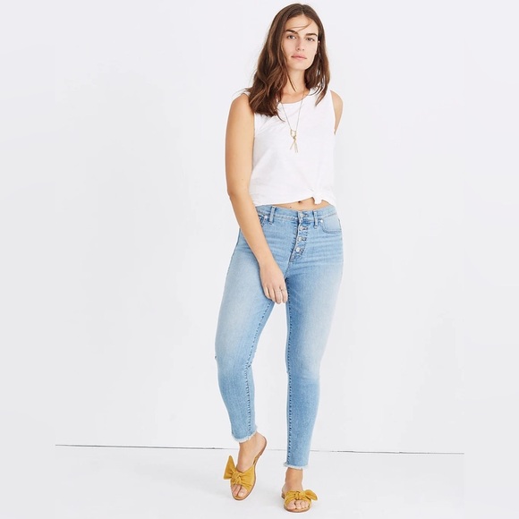Madewell Denim - Madewell 9" High-Rise Light Wash Skinny Crop Jeans: Button-Front Edition Size 24